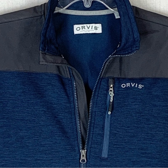 Orvis Men's Bonded Mesh Mid Weight Full Zip Navy Blue Fleece Jacket - Size Large - Picture 4 of 16